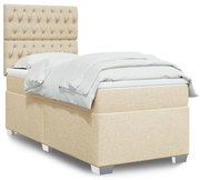 vidaXL Κρεβάτι Boxspring με Στρώμα Κρεμ 80 x 200 εκ. Υφασμάτινο