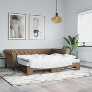 Καναπές Κρεβάτι Συρόμενος Καπουτσίνο 90x200 εκ. Συνθετικό Δέρμα