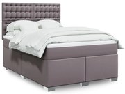 vidaXL Κρεβάτι Boxspring με Στρώμα Γκρι 140x190εκ. από Συνθετικό Δέρμα
