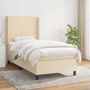 Κρεβάτι Boxspring με Στρώμα Κρεμ 80 x 200 εκ. Υφασμάτινο