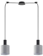 SE21-BL-4-BL2-SH2 ADEPT TUBE Black Pendant Grey Fabric Shade+