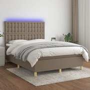 ΚΡΕΒΑΤΙ BOXSPRING ΜΕ ΣΤΡΩΜΑ &amp; LED TAUPE 140X200 ΕΚ. ΥΦΑΣΜΑΤΙΝΟ 3135761