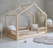 Κρεβάτι Παιδικό Montessori House Bed Duo με κάγκελα 23cm σε Φυσικό Χρώμα  Ξύλου  90×200cm  Luletto (Δώρο 10% έκπτωση στο Στρώμα)