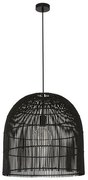 Φωτιστικό Κρεμαστό Ø50xH200cm 1xE27 Rattan Ψάθα Μαύρο Eurolamp 144-33015