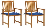 vidaXL Καρέκλες Κήπου 2 τεμ. από Μασίφ Ξύλο Ακακίας με Μαξιλάρια