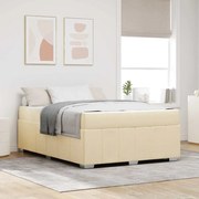 vidaXL Σκελετός Κρεβατιού με στρώμα Κρεμ 140 x 200 cm ύφασμα