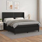 Κρεβάτι Boxspring με Στρώμα Μαύρο 160x200εκ.από Συνθετικό Δέρμα