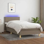 ΚΡΕΒΑΤΙ BOXSPRING ΜΕ ΣΤΡΩΜΑ &amp; LED TAUPE 90X200 ΕΚ. ΥΦΑΣΜΑΤΙΝΟ 3133609