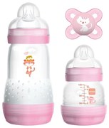 Βρεφικό Σετ Δώρο Starter 655G (Σετ 3τμχ) Με Μπιμπερό 130ml,260ml Και Πιπίλα 0+ Μηνών Pink Mam 260ml Silicon,Plastic