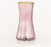 Eurolamp Γυάλινο Βάζο Με Ανάγλυφες Γραμμές 10.3x12.4x24cm Μωβ 600-45437