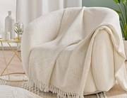 Ριχτάρι πολυθρόνας Ziggy Douceur d'intérieur με κρόσσια και διαστάσεις 125x150cm - White