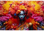 Πίνακας Γυάλινος Flowers Dream Women Πορτοκαλί 120x80εκ.  - Πολύχρωμο
