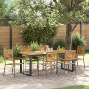 vidaXL Σετ Τραπεζαρίας Κήπου 7 pcs Γκρι 200 x 90 x 75 cm Μέταλλο, ξύλο
