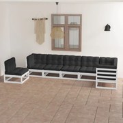vidaXL Σαλόνι Κήπου Σετ 7 Τεμαχίων από Μασίφ Ξύλο Πεύκου με Μαξιλάρια