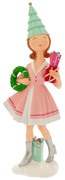 Χριστουγεννιάτικη Διακοσμητική Φιγούρα Κορίτσι Που Κρατάει Δώρο & Στεφάνι 86847 14x9x38cm Multi