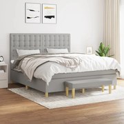 vidaXL Κρεβάτι Boxspring με Στρώμα Αν. Πράσινο 160x200εκ Υφασμάτινο