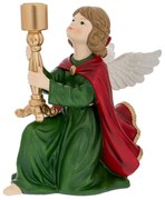 Χριστουγεννιάτικο Κηροπήγιο Κεραμικό Αγγελάκι Πράσινο-Κόκκινο 23x17x25εκ. iliadis 90781