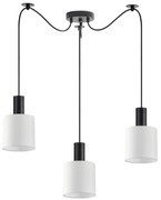 SE21-BL-4-BL3-SH1 ADEPT TUBE Black Pendant White Fabric Shade+
