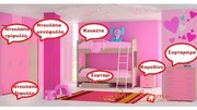 SarrisBros  Σετ Παιδικού Δωματίου Με Κουκέτα/Δρυς Ροζ 2τμχ BEST-101162