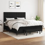 Κρεβάτι Boxspring με Στρώμα Μαύρο 180x200 εκ. Υφασμάτινο - Μαύρο