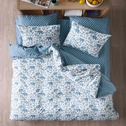 Σεντόνια Barat 01 (Σετ 4τμχ) Blue-Ecru Kentia Υπέρδιπλo 240x270cm 100% Βαμβάκι