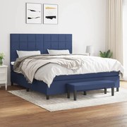 Κρεβάτι Boxspring με Στρώμα Μπλε 160x200 εκ. Υφασμάτινο - Μπλε