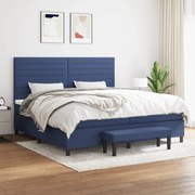 Κρεβάτι Boxspring με Στρώμα Μπλε 200x200 εκ. Υφασμάτινο 3136707