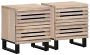 vidaXL Κομοδίνα 2 τεμ. 40x33x46 εκ. από Μασίφ Ξεβαμμένο Ξύλο Μάνγκο