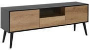 Έπιπλο Τηλεόρασης Retro Plus 160x41x58cm Anthracite-Walnut