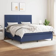 Κρεβάτι Boxspring με Στρώμα Μπλε 160x200 εκ. Υφασμάτινο - Μπλε