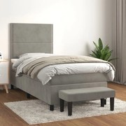 ΚΡΕΒΑΤΙ BOXSPRING ΜΕ ΣΤΡΩΜΑ ΑΝΟΙΧΤΟ ΓΚΡΙ 90X190 ΕΚ. ΒΕΛΟΥΔΙΝΟ 3137755