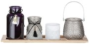 Σετ Φανάρι/Βάζο ArteLibre Πολύχρωμο Γυαλί 15x40x18cm Σετ 4Τμχ