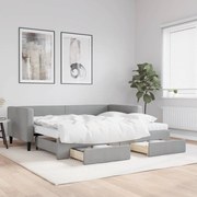 vidaXL Καναπές Κρεβάτι Συρόμενος Αν. Γκρι 90x200 εκ Ύφασμα &amp; Συρτάρια
