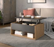 Urban τραπεζάκι σαλονιού με σερβιτόρο 90x60x44/55εκ. Helvezia Oak / Ανθρακί