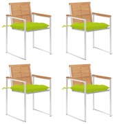 vidaXL Καρέκλες Κήπου 4 τεμ. από Μασίφ Ξύλο Teak με Μαξιλάρια