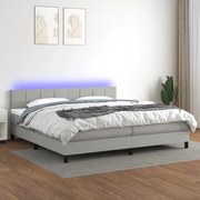 vidaXL Κρεβάτι Boxspring με Στρώμα & LED Αν.Γκρι 200x200εκ. Υφασμάτινο