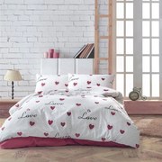 Σεντόνια Έρως 301 (Σετ 4τμχ) White-Red DimCol Υπέρδιπλο 240x270cm Βαμβάκι-Πολυέστερ