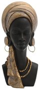 Διακοσμητική Φιγούρα African Lady 374-124-089 15x14x30cm Black-Gold Πολυρεσίνη