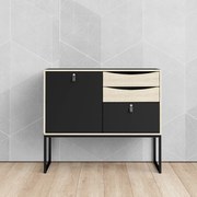 Insi Stubbe μπουφές με μία πόρτα και τρία συρτάρια 98,7x40x86,6εκ. Μαύρο / Δρυς  009.TV01