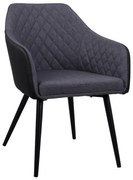 Καρέκλα-Πολυθρόνα CHARLES με PU Μαύρο και Ύφασμα Γκρί σκούρο 57x63x83Υεκ. 2αδα 57x63x83 εκ.