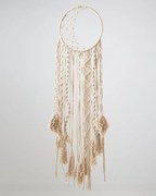 Boho Διακοσμητικό Τοίχου Macrame Ονειροπαγίδα με Κρόσσια Hazel 30x60cm Natural