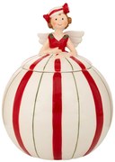 Χριστουγεννιάτικη Μπισκοτιέρα Κεραμική Νεράιδα Λευκό-Κόκκινο 16x15x20εκ. iliadis 90767