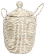 Καλάθι Tortilla Με Καπάκι Και Χερούλια M 0510020 (31x46) Natural-White Soulworks Seagrass