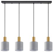 Φωτιστικό Οροφής  SE21-GM-4-4BL-SH2 ADEPT TUBE Gold Matt Pendant Grey Fabric Shade+ - 51W - 100W - 77-8609