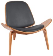 Πολυθρόνα Vilma pakoworld PU μαύρο- plywood καρυδί 90x76.5x74.5εκ