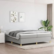 Κρεβάτι Boxspring με Στρώμα Ανοιχτό Γκρι 200x200 εκ. Υφασμάτινο