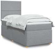 vidaXL Κρεβάτι Boxspring με Στρώμα Ανοιχτό Γκρι 80x200 εκ. Υφασμάτινο