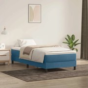 vidaXL Κρεβάτι Boxspring με Στρώμα Σκούρο Μπλε 100x210 εκ. Βελούδινο