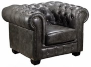 CHESTERFIELD Birmingham Πολυθρόνα Σαλονιού Καθιστικού, Δέρμα Antique Grey  103x92x72cm Ε9574,12