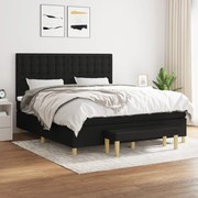 vidaXL Κρεβάτι Boxspring με Στρώμα Μαύρο 180x200 εκ. Υφασμάτινο